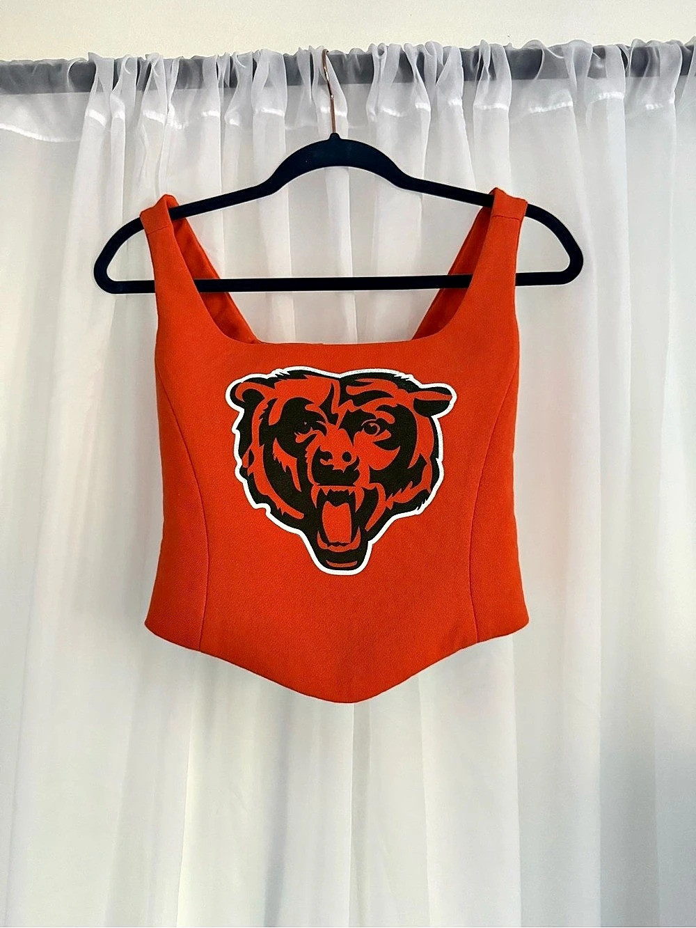 Upcycled Chicago Bears NFL corset style tank- Orange bustier top